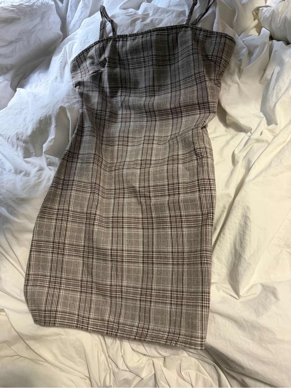 ROMWE Brown Plaid Mini Dress